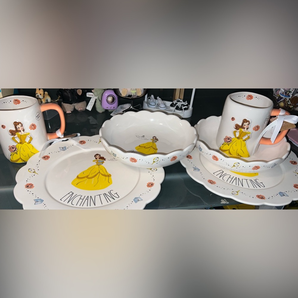 New Rae Dunn Disney Princess Enchanting Dinnerware Set of two- Yellow